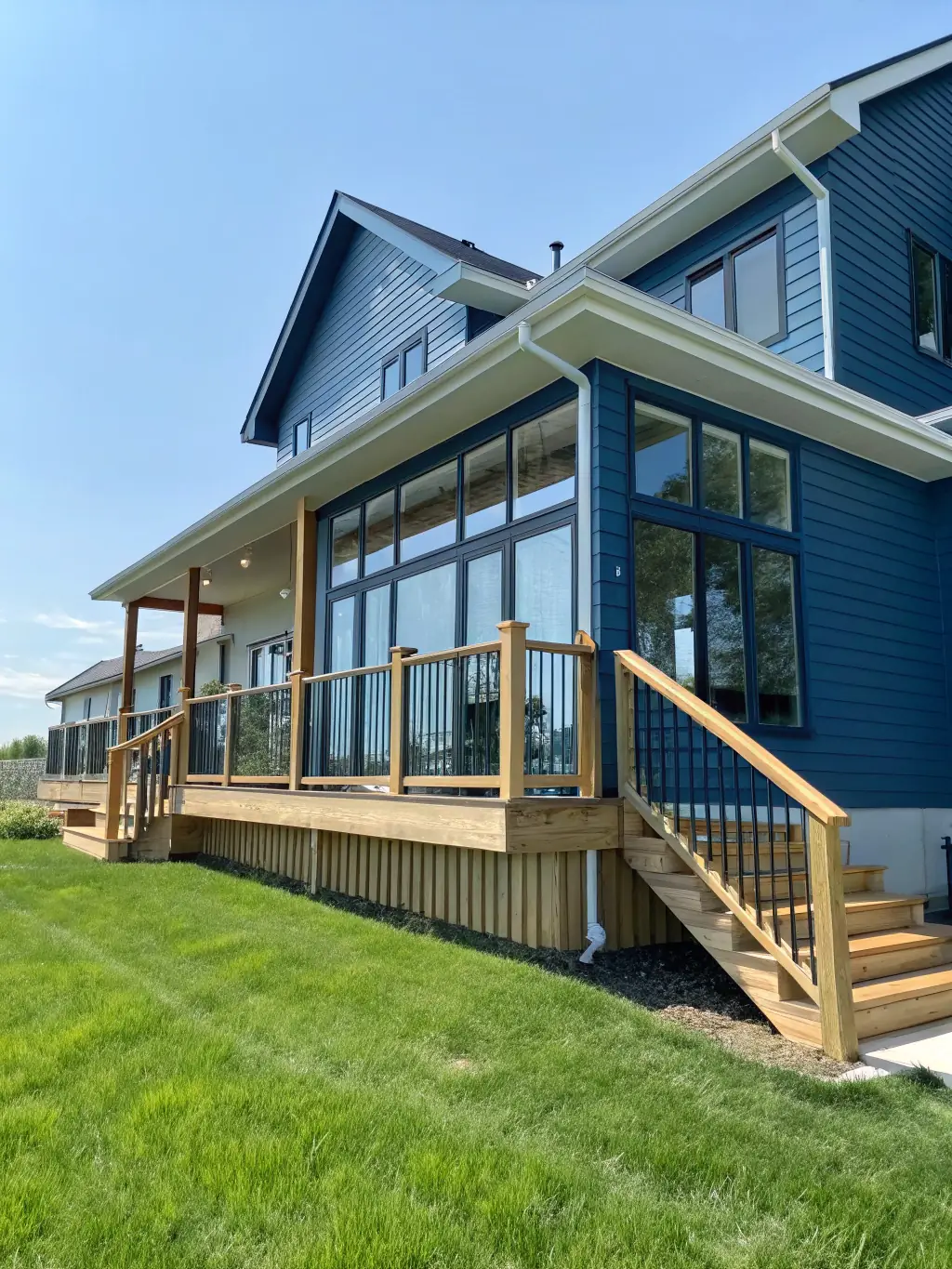 A clean, two-story house in Prospect, Kentucky, showcasing the results of a professional house washing service by Lightning Pressure Washing LLC, emphasizing its pristine appearance.